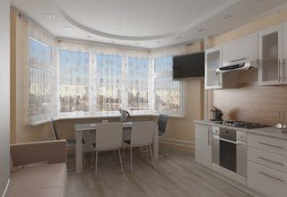 Ремонт кухни п44т с эркером в Ростове-на-Дону под ключ